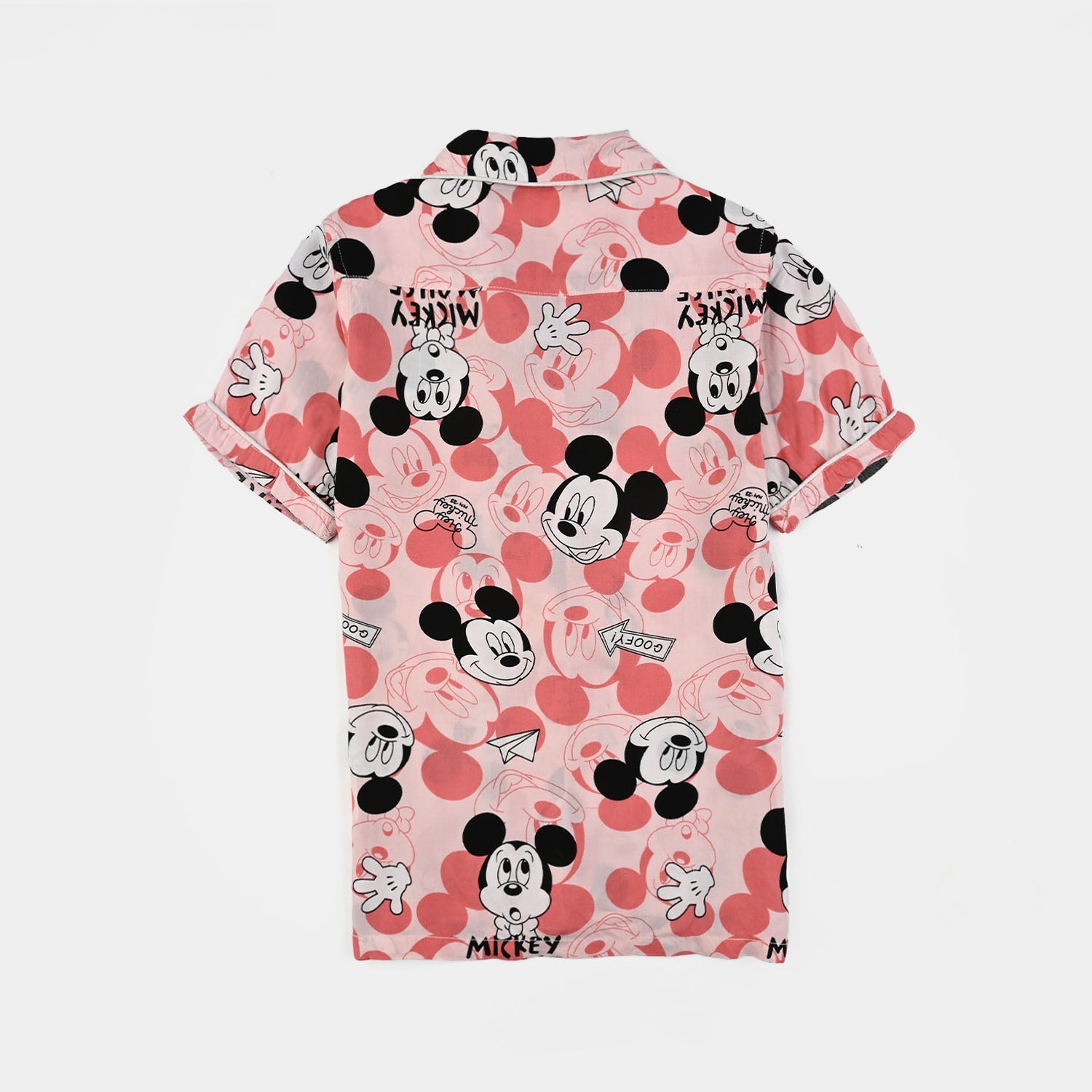 Girls Viscose Night Suit Printed-Pink