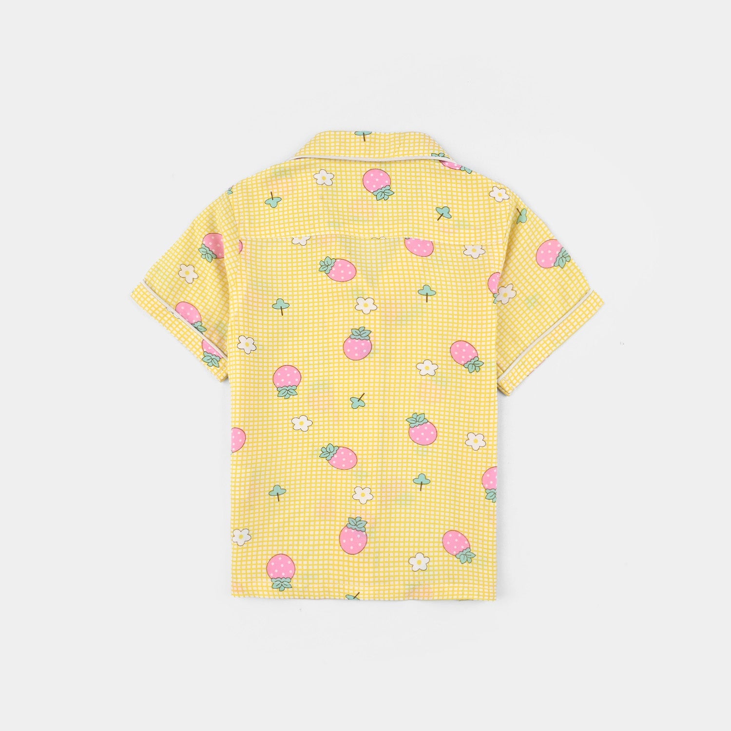 Infant Girls Viscose Night Suit-Strawberry-Yellow