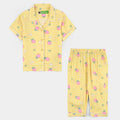 Infant Girls Viscose Night Suit-Strawberry-Yellow
