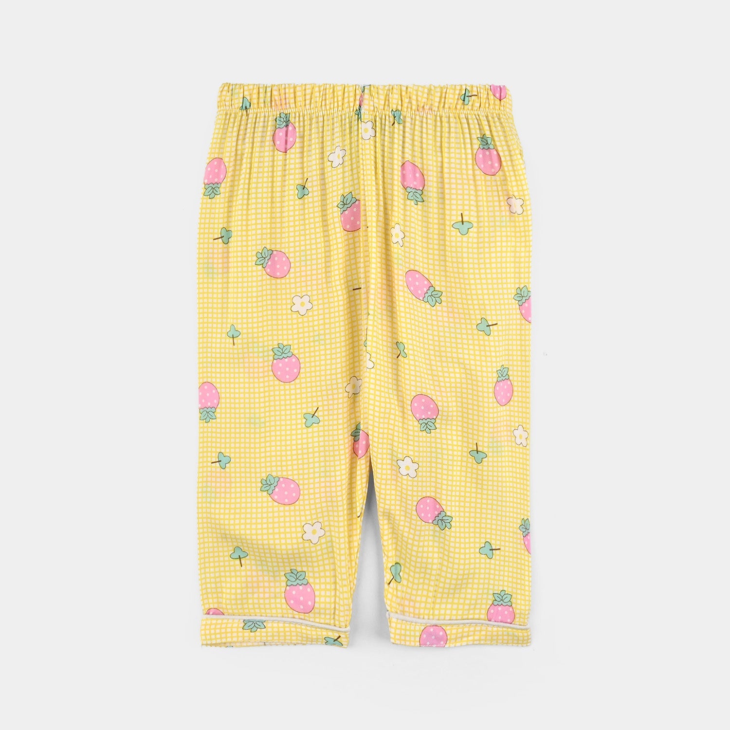 Infant Girls Viscose Night Suit-Strawberry-Yellow