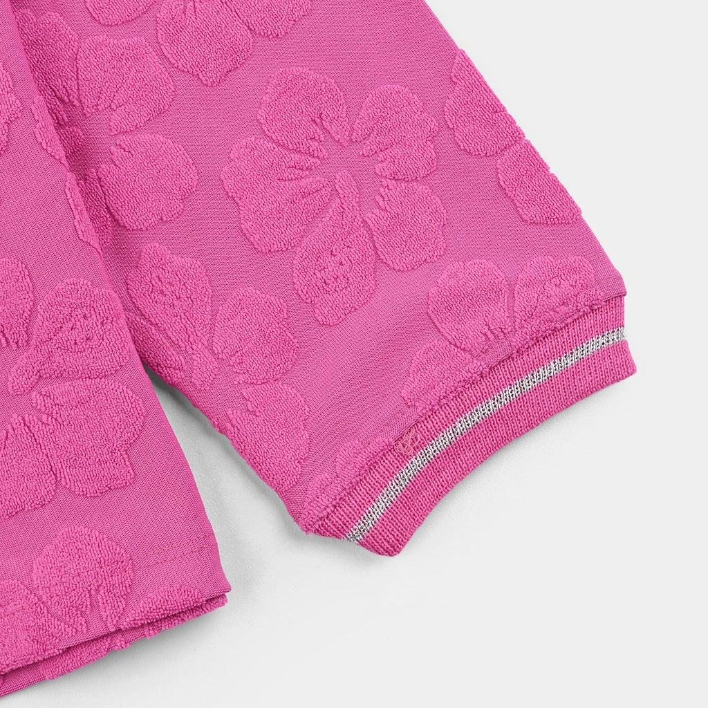 Girls Jacquard T-Shirt Pink FLOWER FABRIC-Pink