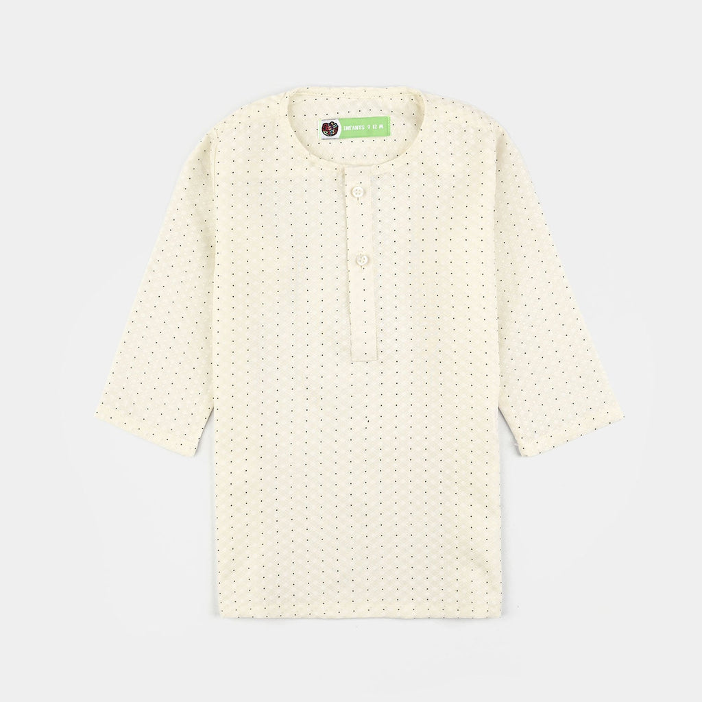 Infant Boys Poly  Viscose Kurta Pajama (Elegant)-Cream