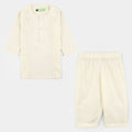 Infant Boys Poly  Viscose Kurta Pajama (Elegant)-Cream