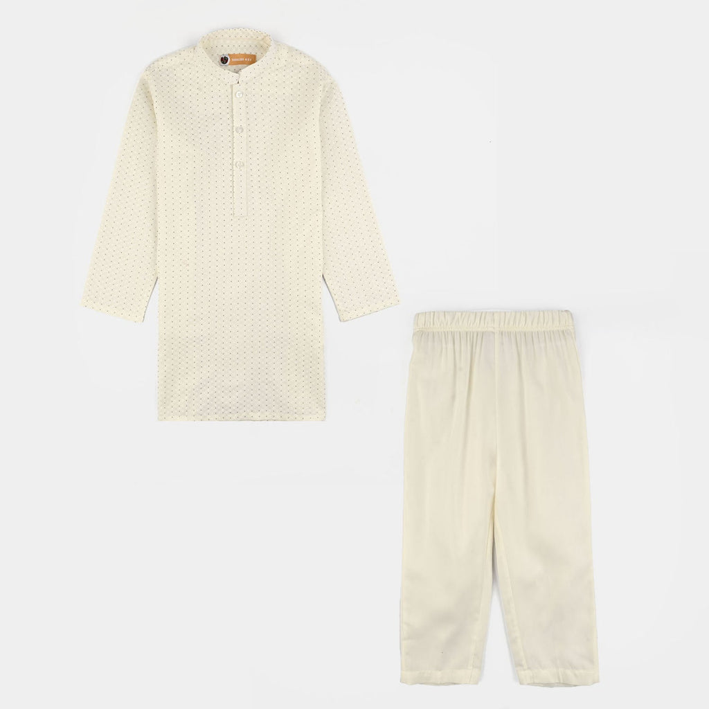 Boys Poly Viscose Kurta Pajama (Elegant)-Cream