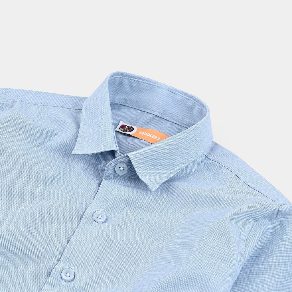Boys Chambray Formal Shirt-BLUE