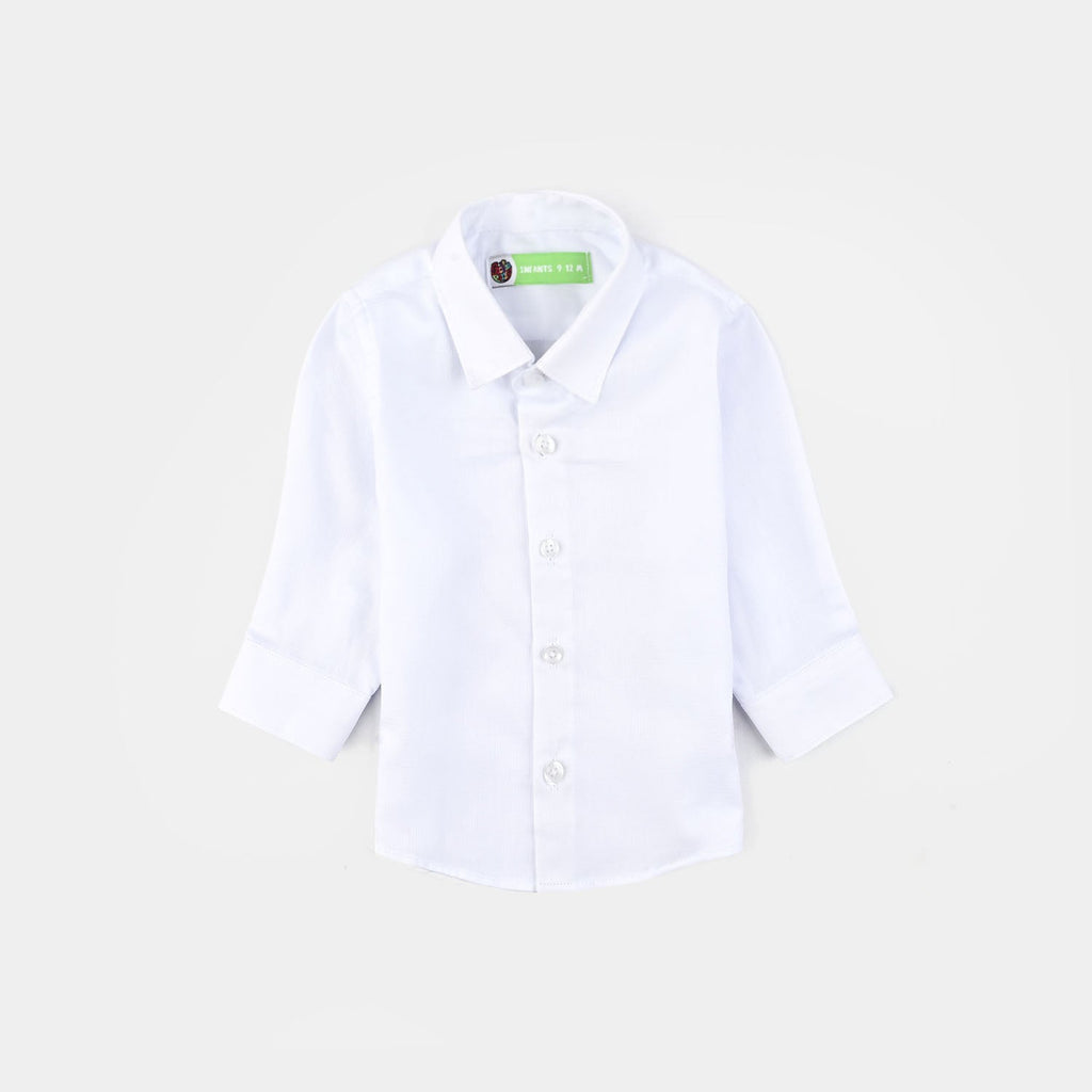 Infant Boys Dobby Formal Shirt-White