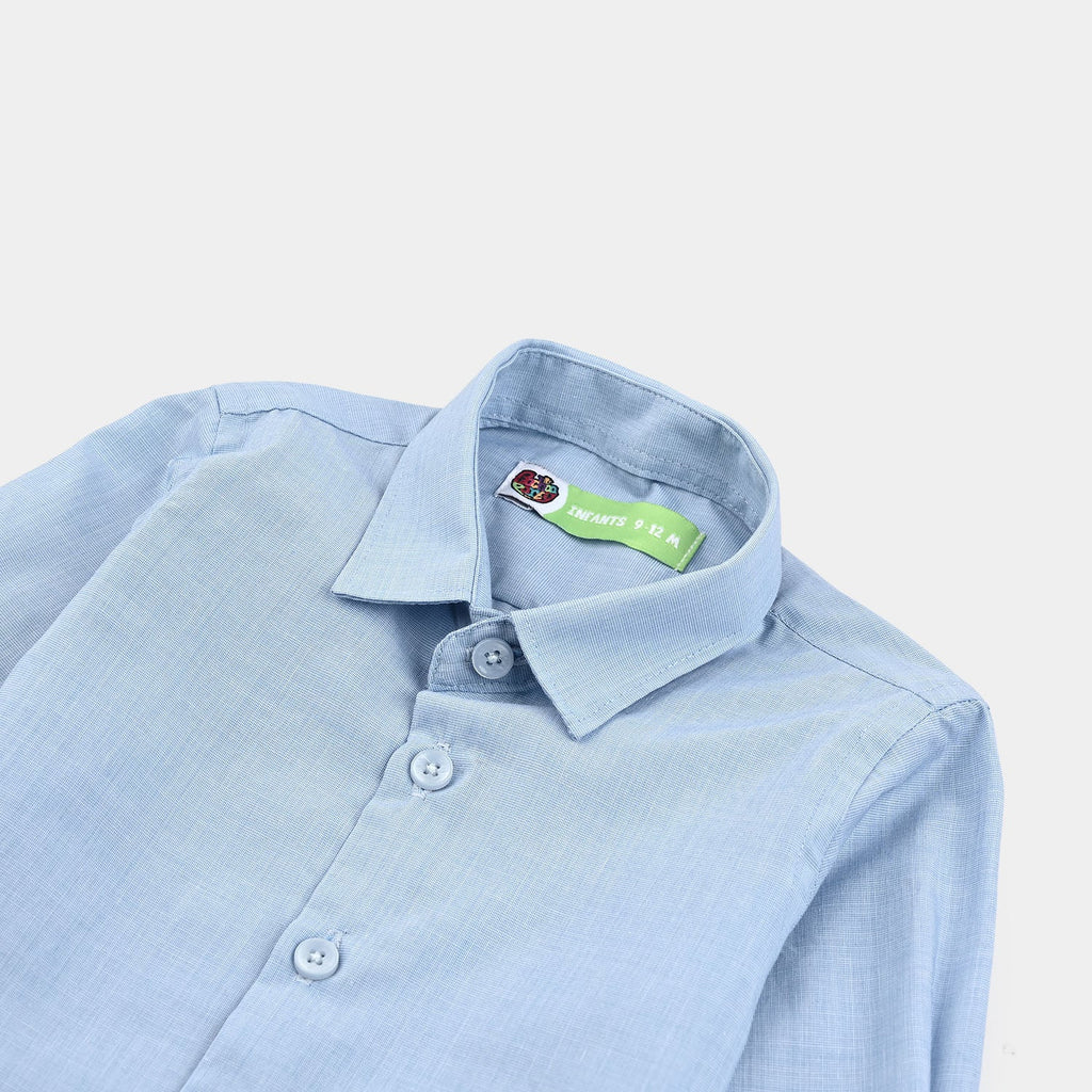 Infant Boys Chambray Formal Shirt-BLUE