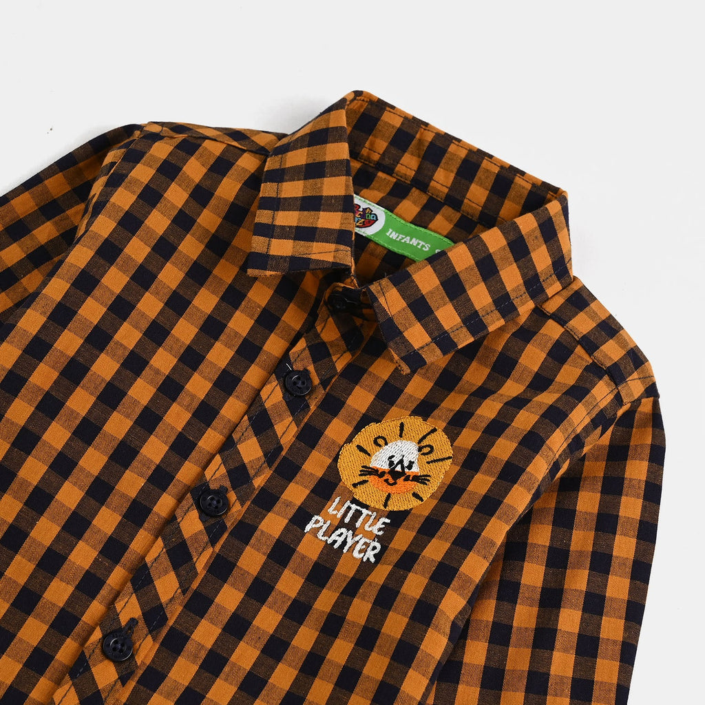 Infant Boys Yarn Dyed Shirt (Little Player)-Yellow Check